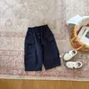 Pantalones Casuales Suaves Transpirables de Algodón Puro para Bebé Color Sólido Versátil Bolsillo Pantalones Cargo Elegante Bolsillo con Botón Pantalones Casuales