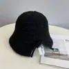 Chapéu de Lã com Fenda nas Costas e Laço - Novo Estilo Outono/Inverno para Mulheres - Estilo Coreano Doce e Versátil - Chapéu de Pescador - Chapéu de Balde Quente para Exterior