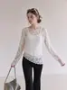 Blusa de malla para mujer, nueva de verano 2026, elegante y a la moda, top de encaje con capa interior 1212