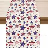 Corredor de Mesa Novo de Venda Quente Transfronteiriça para o 250º Aniversário do Dia da Independência, Corredor de Mesa de Linho com Estampas de Estrelas para o Dia da Independência Americana