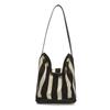 Bolso de Cubo de Axila con Rayas Contrastantes Estilo Coreano para Mujer 2025 Verano Nueva Moda Novedoso Nicho de Alta Gama Bolso de Hombro