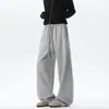 Calça Jogger Masculina de Cor Sólida Desconstruída, Estilo Foice, Marca Tendência Nova, Solta, Casual, Perna Larga, Esportiva