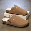 Comércio Exterior Transfronteiriço Novo Estilo Baotou Slippers Grossos com Pelúcia para Casais Femininos Slippers de Cortiça Transfronteiriço Tamanho Grande Meio Slippers Preguiçosos de Algodão
