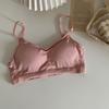 Nuevo Sujetador de una Pieza con Copa Fija Roscado Algodón Puro Hermoso Espalda Cruzada Estilo Bandeau para Niña Correas Ajustables Ropa Interior Cómoda