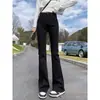 Jeans negros acampanados para mujer, nuevo estilo primavera-verano 2026, de cintura alta, adelgazantes, pantalones acampanados, corte ajustado, pantalones bootcut de largo completo