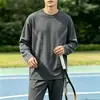 Camiseta de manga comprida de outono, estampa, plus size, para adolescentes, gola redonda masculina, simples e com caimento solto, top da moda
