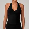 Chaleco de Yoga Cruzado con Pliegues y Cuello Halter en V, Top Deportivo Ajustado con Espalda Bonita, Ropa Interior Deportiva para Correr al Aire Libre y Fitness 56066