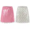 Comercio Exterior Al por Mayor 2026 Moda Europea y Americana Ajustada Parche de Lentejuelas Ribete de Encaje Cintura Elástica Falda Ropa para Mujer M11808