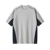 Camiseta de Manga Corta de Color Contrastante de Verano Estilo Hong Kong Diseño de Cuello Redondo Tops Sueltos de Manga Corta Talla Grande para Hombre Suelto Venta al por Mayor Transfronteriza