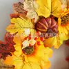 Amazon Acción de Gracias Corona de Flores Artificiales Festival de la Cosecha Calabaza Corona Decorativa Hoja de Arce Artificial Baya Corona de Otoño