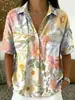 2026 Verano Transfronterizo Nuevo Top Casual para Mujer con Estampado Floral, Estilo Vacacional, Holgado, Cuello Solapa en V, Manga Corta