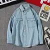 Nova Camisa Jeans Vintage Masculina, Manga Longa, Jaqueta Oversized Versátil para Casais Bf, Caimento Solto, Tendência para Primavera e Outono 2026