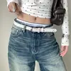Cinto Estiloso Y2K Americano com Tachas de Estrela para Mulheres, Design Estilo Punk, Cinto com Fivela de Metal de Nicho para Combinar com Jeans, Tendência