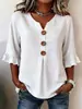 Transfronteiriço 2026 Nova Roupa Feminina Europeia e Americana Amazon Verão Feminino Gola V Algodão Linho Camisa Moda Botão Top para Mulheres