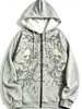 Chaqueta Casual con Capucha para Hombre Estampado de Calaveras Estilo Cremallera Tela de Poliéster Lavable a Máquina para Otoño