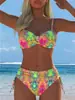 Bikini Separado de Verano 2027 Europeo y Americano Comercio Exterior Traje de Baño Sexy Estampado de Cintura Alta Cordón Lateral Traje de Baño Transfronterizo para Mujeres