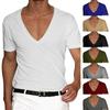 2023 Estação Independente Camiseta Masculina Roupas Transfronteiriças Comércio Exterior Europeu e Americano Decote em V Masculino Cor Sólida Tamanho Grande Casual Camiseta de manga curta
