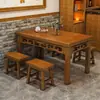 Juego de mesa y sillas para comida rápida de madera maciza estilo chino, mesa y sillas para tienda de fideos y snack bar, mesa de comedor antigua tallada, mesa y sillas para barbacoa y hot pot