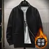 2026 Novo Suéter de Tricô Transfronteiriço Jaqueta Casual Masculina Cardigã Suéter de Tricô Solto com Gola Alta Forrado com Fleece