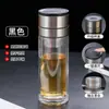 Vaso de Agua de Vidrio de Apertura Rápida con un Clic, Vaso de Vidrio Borosilicato Resistente a Altas Temperaturas, Vaso de Té para Coche, Vaso de Té de Doble Capa con Separación de Té y Agua