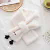Bufanda Pequeña Blanca Linda para Mujer Invierno Estilo Coreano Felpa Engrosada Resistente al Frío Cruzada al Cuello Piel Sintética de Conejo Rex Bufanda Corta