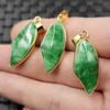 Jade hojas verdes secas colgante de jade Esmeralda Oro ramas colgante de hoja de jade collar con colgante aretes colgantes Marca Jade venta al por mayor
