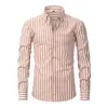 Camisa social casual masculina plus size com estampa listrada color block transfronteiriça de manga longa, camisa masculina de alta qualidade