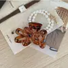 Pinza para el pelo de acrílico esmerilado con estampado de leopardo pequeño color ámbar, transfronteriza, básica, versátil, para coleta media, para la parte posterior de la cabeza