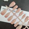 Puntas de los dedos superiores con degradado de polvo de almendras, pegamento de aceite para uñas rociado a mano, uñas prefabricadas reprocesables, arte de uñas