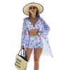 Mingyi Moda Nueva Sexy Bikini Europeo y Americano BIKINI Traje de Baño de Tres Piezas para Mujer Multicolor Estampado de Alta Gama