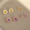 S925 Prata Agulha 2023 Novos Brincos de Flor Margarida da Moda Primavera e Verão Brincos de Flor do Sol Frescos Brincos Pequenos Combinados