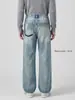 Ropa masculina APO Jeans rectos lavados de estilo americano a la moda transfronterizos para hombre, con un diseño retro de ojo de gato, un corte relajado y un estilo limpio y moderno