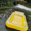 En stock Amazon cama flotante inflable para piscina de agua cojín de aire de playa piscina rectangular con almohada inflable fila flotante