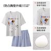 Verão Novo Estilo Pijama Feminino de Manga Curta Algodão Puro com Bojos, Shorts Finos Estampados Fofos, Roupa de Casa, Conjunto Doce