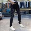 Pantalones elásticos ajustados estilo Hong Kong para hombre, jeans con letras personalizadas, verano, hip-hop, Ins, tendencia high street, pantalones guapos