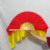 Abanico de baile con degradado amarillo rojo abanico para baile cuadrado Yangko nuevo abanico Yangko grande abanico de mano Yangko para actuación