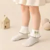 Meias Socas de Renda com Laço para Meninas Estilo Princesa Doce Meias Infantis Fofas Pastorais Confortáveis Meias de Tornozelo Atacado