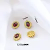 Anillo de calabaza con incrustaciones de granate natural y chapado en cobre con oro real, pulsera DIY de múltiples cuentas, collar, accesorios de joyería con cuentas