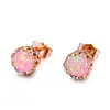 Estilo Europeu e Americano AliExpress eBay Venda Quente Ouro Rosa +10 Garras 6MM Redondo Roxo Opala Brincos Brincos de Temperamento