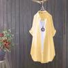 [1164 pessoas] Camisa de chiffon branca de manga comprida feminina, casaco longo, primavera e outono de 2023, novo casaco solto, arte aberta