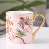 Taza de Cerámica Dorada Estilo Europeo para Café y Té, Cerámica Pintada a Mano para Pareja de Oficina, Regalo Sencillo para el Té de la Tarde