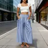 Ropa de Mujer de Comercio Exterior Transfronteriza Europea y Americana Amazon TEMU Wish Shein Pantalones de Pierna Ancha Elásticos con Bolsillo de Cordón Pantalones Cortos