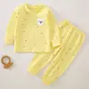 Roupas de bebê roupas infantis de outono calças compridas puro algodão classe A primavera e outono Novo pijama de bebê de 1 ano de idade ombro fivela roupa interior