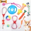 Juego de juguetes para perros transfronterizo, duradero y resistente a la mordida, diseñado para aliviar el aburrimiento, hace sonidos, artículos de felpa para mascotas, juguete para morder, pelota de cuerda para limpieza dental