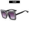 Óculos de Sol Disco Quadrados Multicor com Pedras Strass, Óculos de Sol Moda Europeia e Americana Transfronteiriços, Óculos Disco Retrô, Proteção UV