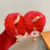 Presilhas de Cabelo Vermelhas de Ano Novo para Crianças, Atmosfera Festiva, Presilhas Laterais, Grampos de Cabelo, Acessórios de Cabelo Fofos para Meninas, Acessório de Cabeça com Duplo Clipe