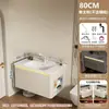 Juego de gabinete de baño de aluminio tipo panal, gabinete espejo inteligente multifuncional, lavabo cerámico integrado y gabinete lateral para el baño