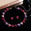 Cadena para Clavícula de Acrílico con Diamantes Corazón Rosa Rosa Melocotón Blanco Cadena Exagerada para Cena Collar de Cristal Multicolor
