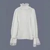 Camisa de Encaje Estilo Europeo y Americano para Mujer, Diseñada con Sentido de la Moda, Nuevo Modelo Primavera/Verano 2025, Blusa Delgada de Retazos, Top Elegante de Manga Larga
