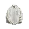 Ru-Meng Japonês Listrado Bolso Retro Casal Camisa de manga comprida Masculino e Feminino Primavera Moda All-match Loose Shirt Jacket